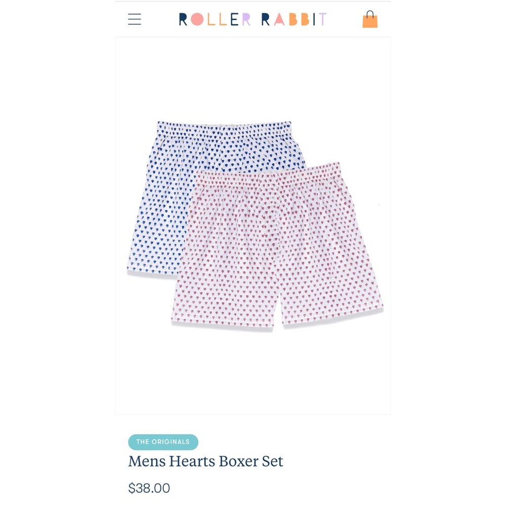 Roller Rabbit Heart Print Boxers- Size S- great for pajamas